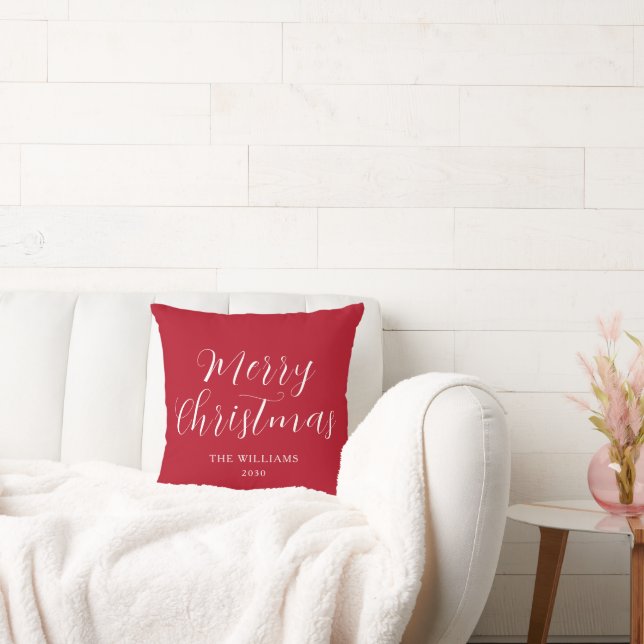 Coussin Joyeux Noël moderne Script personnalisé Famille (Canapé)