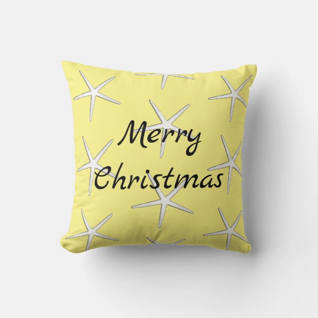 Coussin Joyeux Noël Motif d'étoile de mer blanche Cadeau J (Recto)