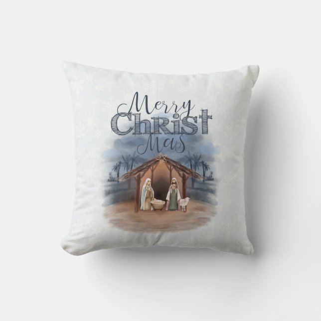 Coussin Joyeux Noël Nativité (Recto)