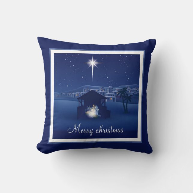 Coussin Joyeux Noël Nativité (Recto)