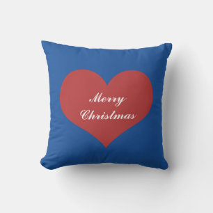 Coussin Joyeux Noël Nautique Bleu Blanc Rouge Coeur mignon