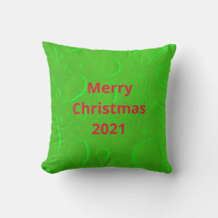 Coussin Joyeux Noël Neon Vert Eau Rouge Jeu Abstrait