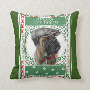 Coussin Joyeux Noël Noël Boxer Dog Holiday Art