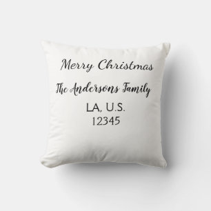 Coussin Joyeux Noël nom de famille adresse nom texte