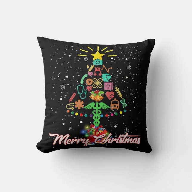 Coussin Joyeux Noël Nurse Funny PICU Nurse Noël (Recto)