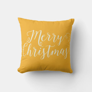 Coussin Joyeux Noël orange jaune beige Noël
