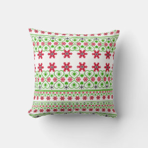 Coussin Joyeux Noël ornemental flocon de neige