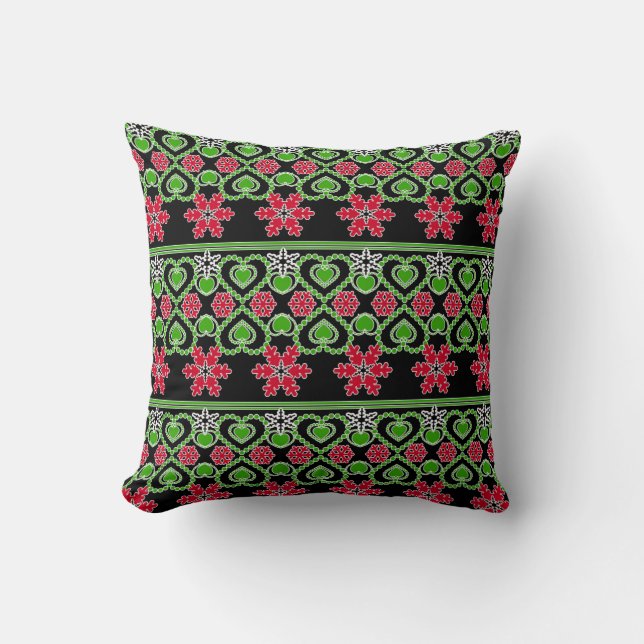 Coussin Joyeux Noël ornemental flocon de neige (Recto)