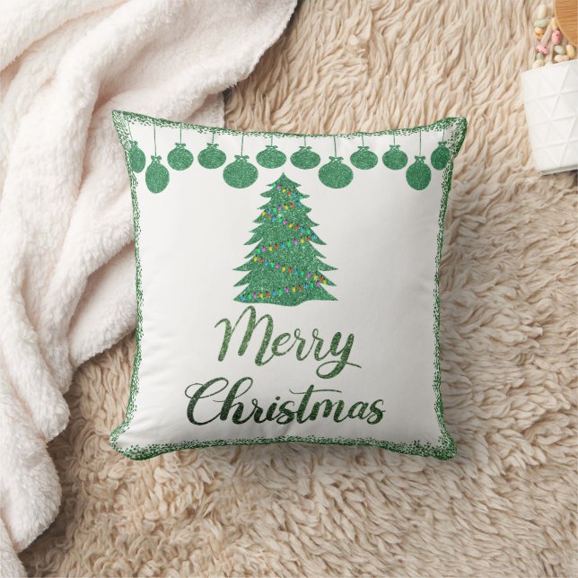 Coussin Joyeux Noël - ornements de parties scintillant ver (Couverture)