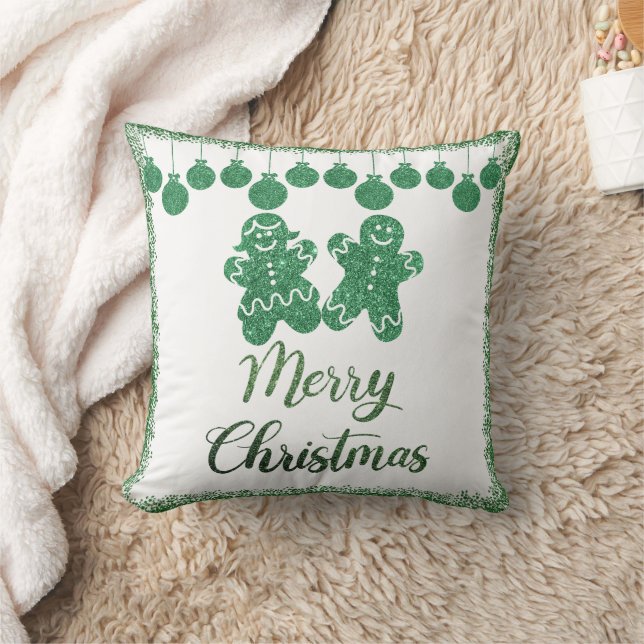 Coussin Joyeux Noël - ornements de parties scintillant ver (Couverture)