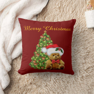 Coussin Joyeux Noël Ourson en peluche mignon