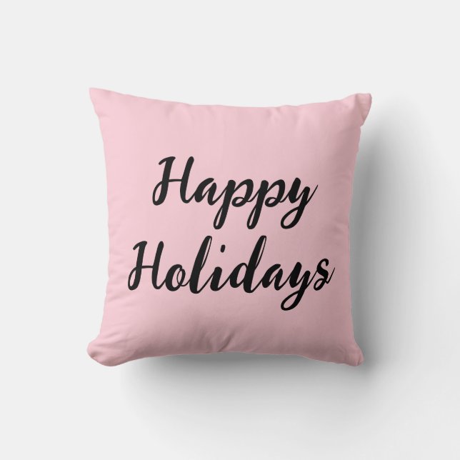 Coussin Joyeux Noël pastel rose simple stylisé (Recto)