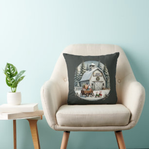 Coussin Joyeux Noël Pays grange