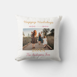 COUSSIN JOYEUX NOËL PÊCHE 20XX NOM DE FAMILLE PHOTO PASTEL