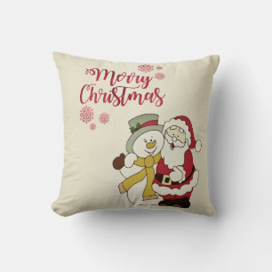 Coussin Joyeux Noël,Père Noël,Bonhomme de neige