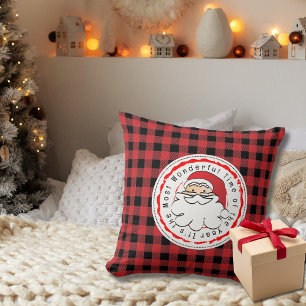 Coussin Joyeux Noël Père Noël Cartographie Rouge Buffalo P