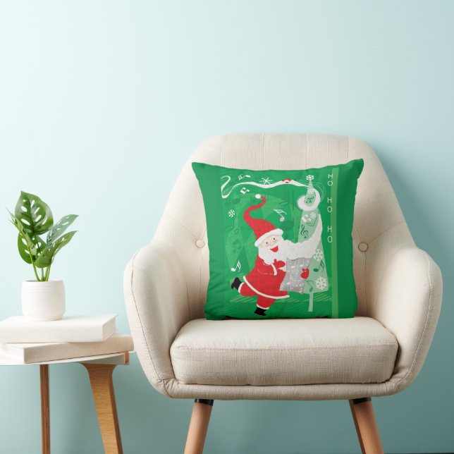 Coussin Joyeux Noël, Père Noël chantant et dansant (Chaise)