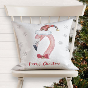 Coussin Joyeux Noël Père Noël Flamant rose Typographie rou
