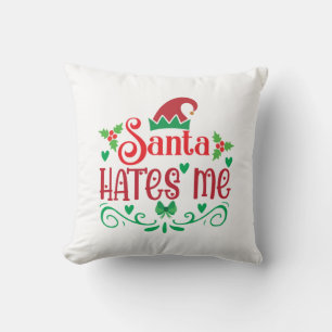 Coussin Joyeux Noël Père Noël me déteste