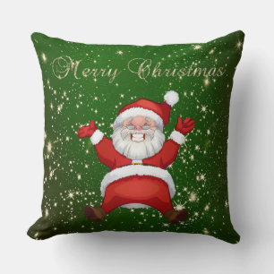 Coussin Joyeux Noël,Père Noël,Paillettes,Vert