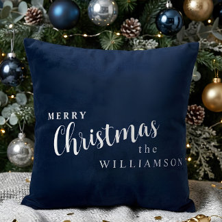 Coussin Joyeux Noël personnalisé au nom de famille