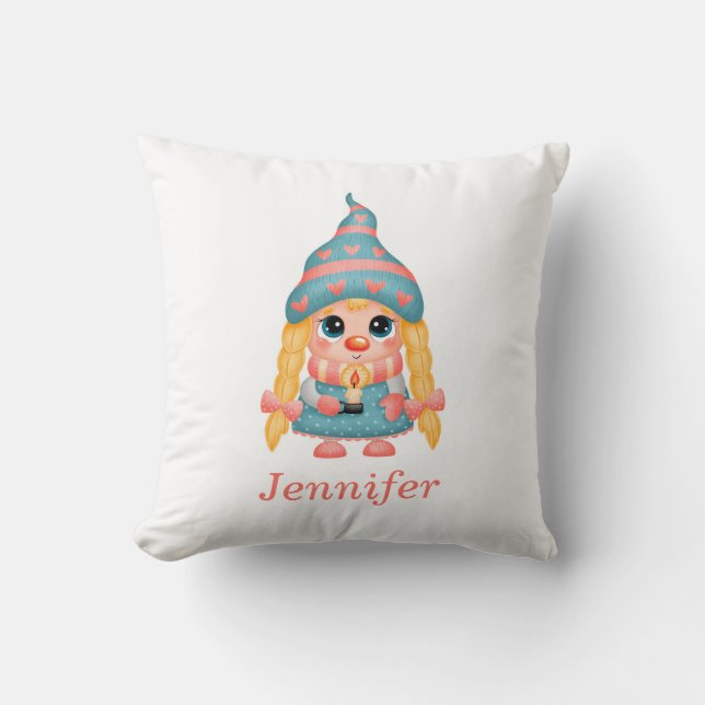 Coussin Joyeux Noël personnalisé mignonne fille naine (Recto)