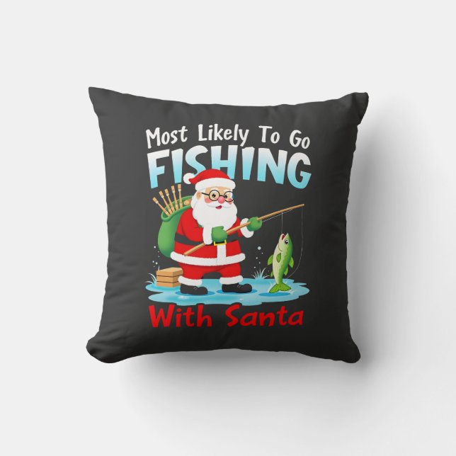 Coussin Joyeux Noël Pour Cadeau Pêche Papa Noël ( (Recto)