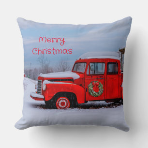 Coussin Joyeux Noël Red Truck Country Festive