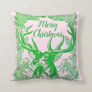 Coussin Joyeux Noël Reindeer Et Pine Boughs