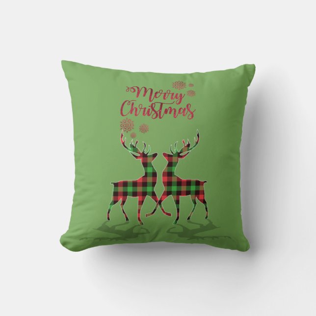Coussin Joyeux Noël, rennes Pleid Buffalo  (Recto)