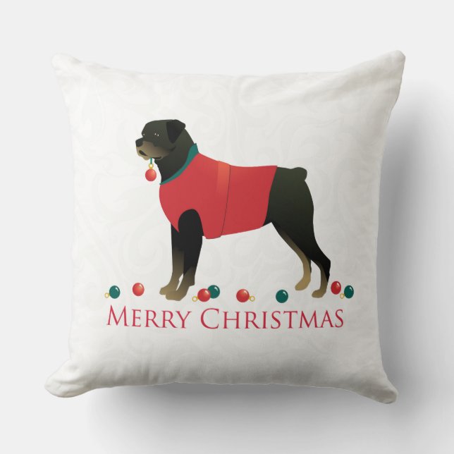 Coussin Joyeux Noël Rottweiler (Recto)