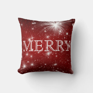 Coussin Joyeux Noël rouge et blanc décoratif