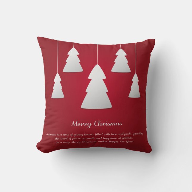 Coussin Joyeux Noël rouge et blanc décoratif (Recto)