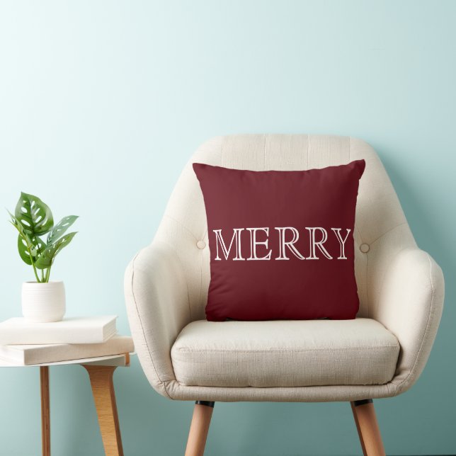 Coussin Joyeux Noël rouge et blanc décoratif (Chaise)