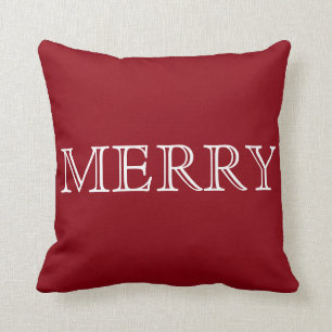 Coussin Joyeux Noël rouge et blanc décoratif
