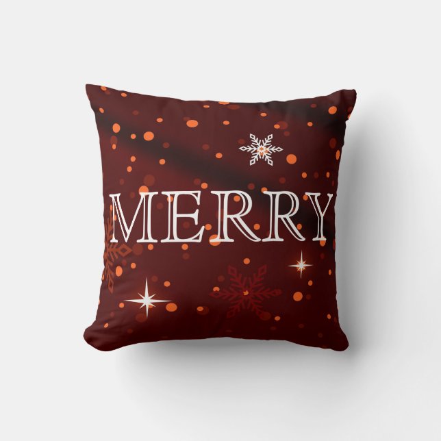 Coussin Joyeux Noël rouge et blanc décoratif (Recto)