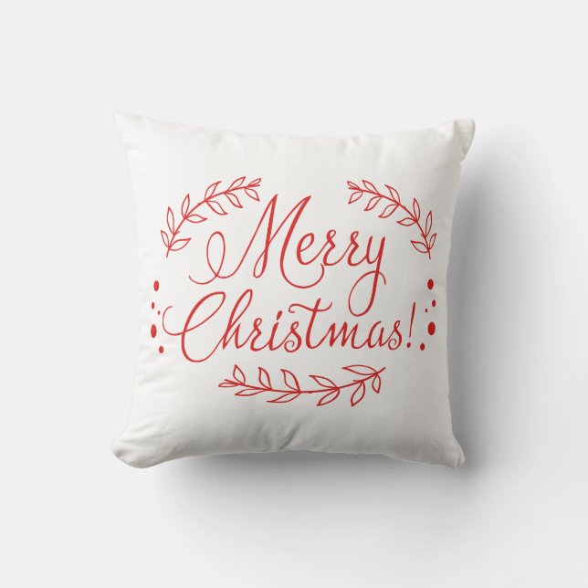 Coussin Joyeux Noël rouge et blancOreiller (Recto)