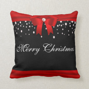 Coussin Joyeux Noël rouge et noir