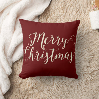 Coussin Joyeux Noël rouge foncé Beige Noël