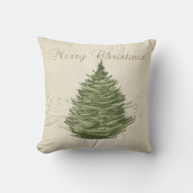 Coussin Joyeux Noël,Sapin de Noël,Paillettes  (Recto)