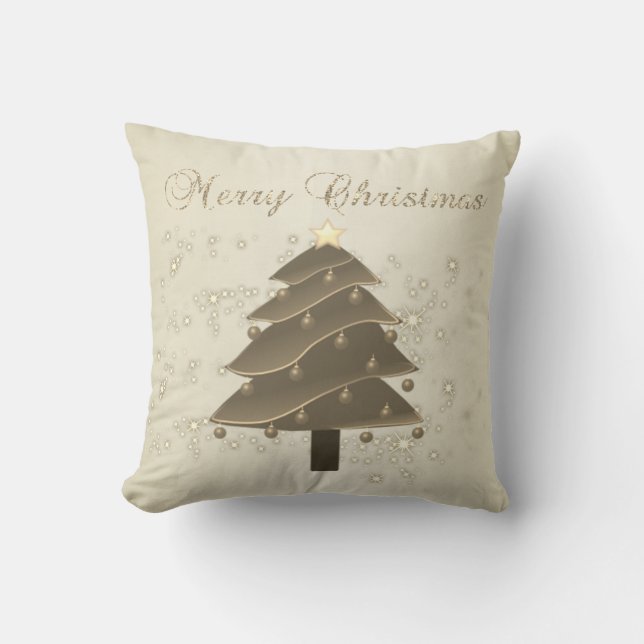 Coussin Joyeux Noël,Sapin de Noël,Paillettes (Recto)