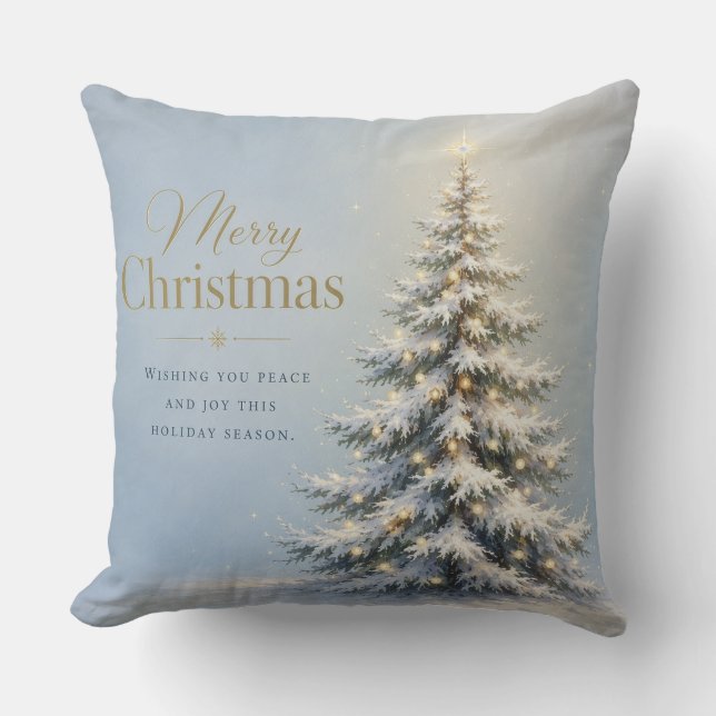Coussin Joyeux Noël Sapin enneigé (Recto)