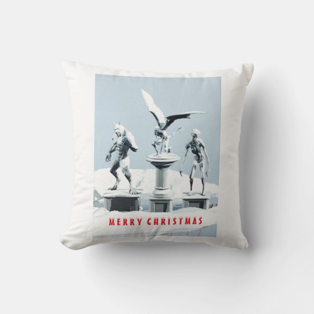 Coussin Joyeux Noël. Sculptures de glace monstrueuses (Recto)
