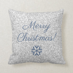 Coussin Joyeux Noël Silver Grey Parties scintillant Textur