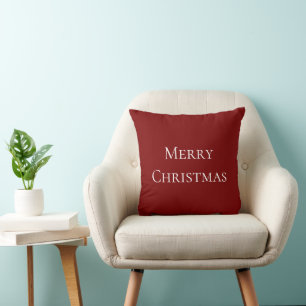 Coussin Joyeux Noël Simple Festif Rouge Blanc