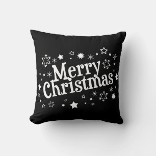 Coussin Joyeux Noël Snowflakes Stars Black