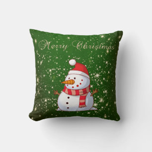 Coussin Joyeux Noël, Snowman, Éperons, Vert