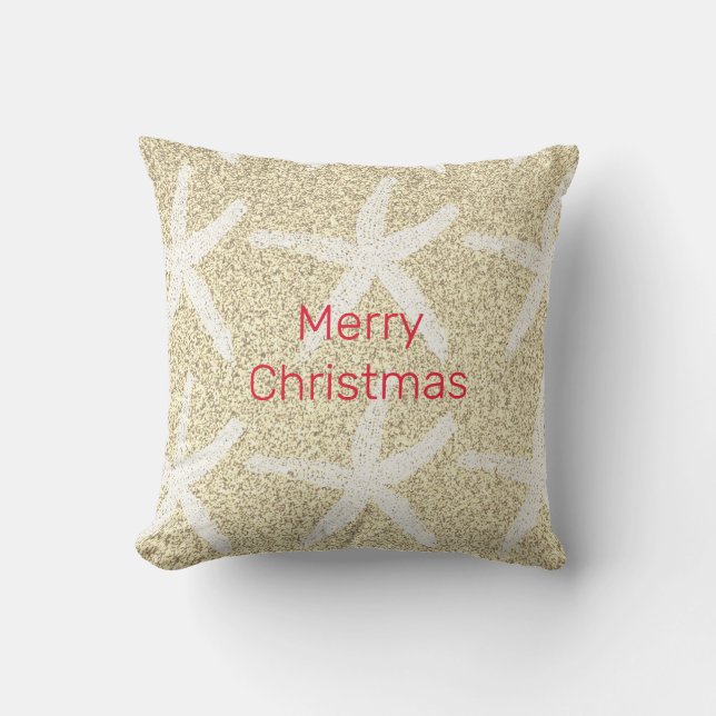 Coussin Joyeux Noël Starfish Gold Red White Glitt (Recto)