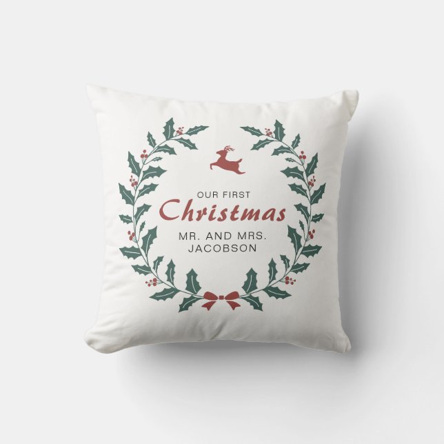 Coussin Joyeux Noël sur mesure Courbe de Noël (Recto)