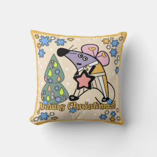 Coussin Joyeux Noël Symbole du Nouvel An Souris Caricature